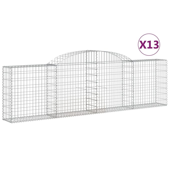 vidaXL - Schanskorven - 13 - st - gewelfd - 300x30x80/100 - cm - ijzer