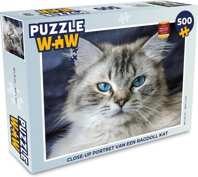 Puzzel Close-up portret van een Ragdoll kat - Legpuzzel - Puzzel 500 stukjes