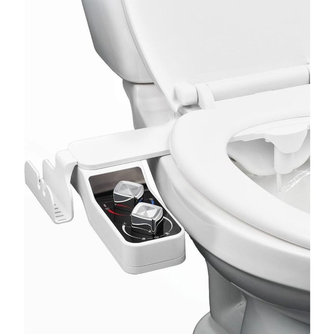 Bidet à Fixer sur WC Double Buse Chaud et Froid Pression Réglable