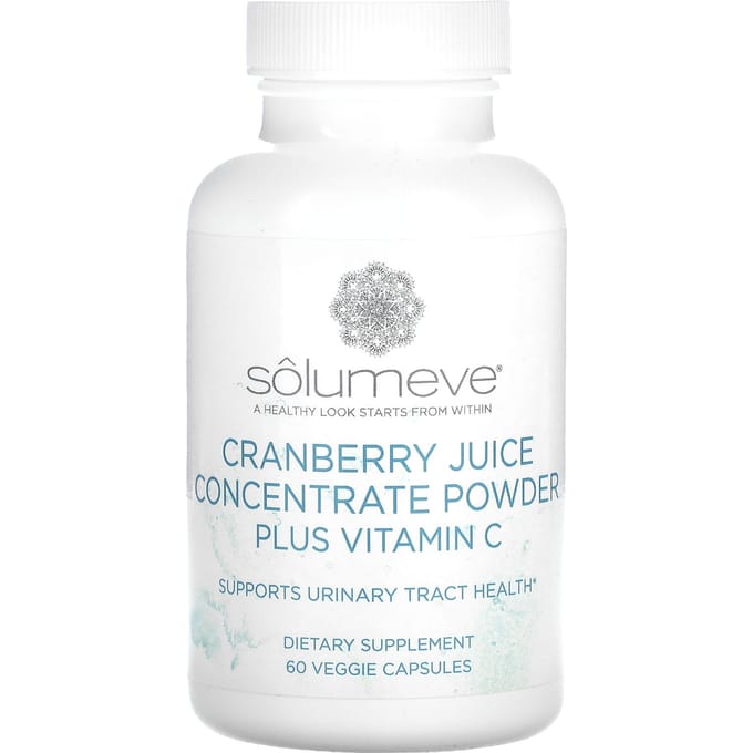 Solumeve, jus concentré de canneberge plus vitamine C, 60 capsules végétales