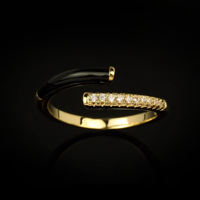 Franse Emaille Kettingring Metaal Druipglazuur Retro Ontwerp Niche Ring Vinger No. 10 beige