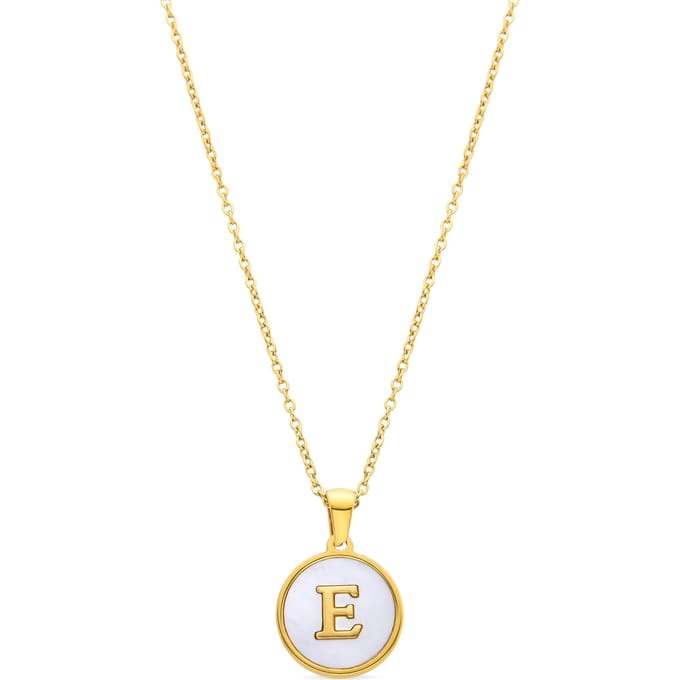 Luxenter collier in wit parelmoer afgewerkt in 18K geel goud - Alfabet