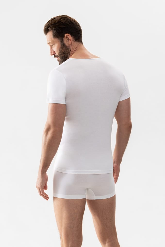 Herenshirt met ronde hals Serie Casual Cotton Wit