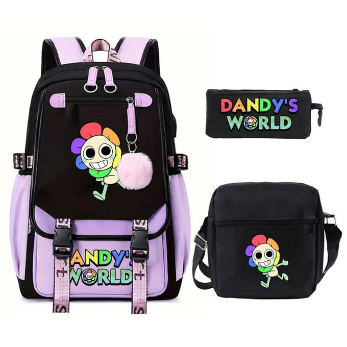 Grote schooltas met schouderband; studenten etui set van drie delen three-piece set