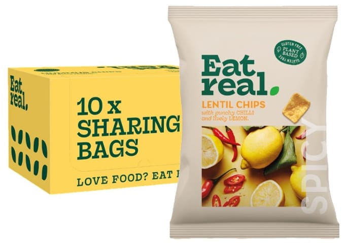 Eat Real | Lentil Chips | Chilli & Lemon | 10 stuks | 10 x 95g