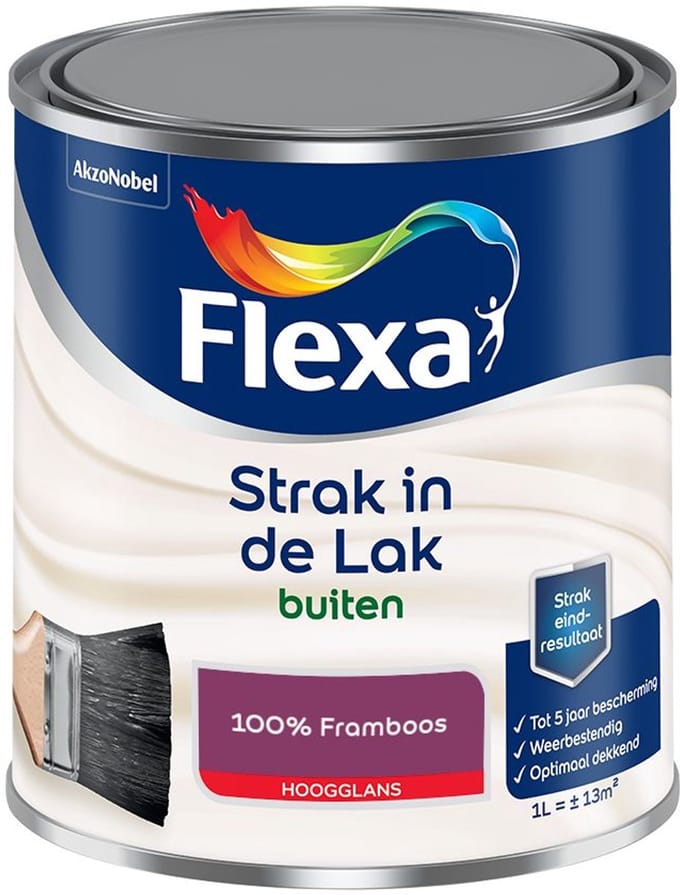 Flexa - Strak In De Lak Buitenlak Hoogglans - 100% Framboos - Mengverf - 1 L