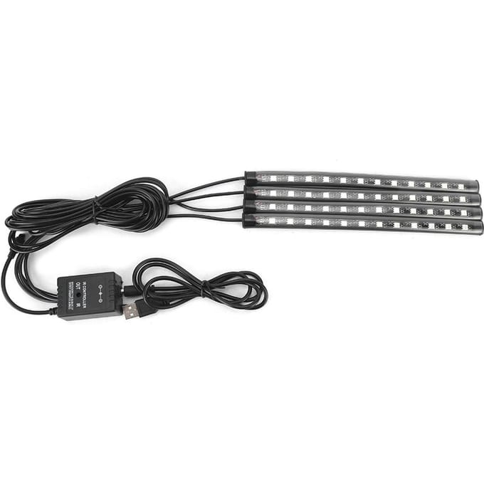 Auto 48LEDs Geluidsgestuurde Sfeer RGB Decoratielamp met Afstandsbediening gray