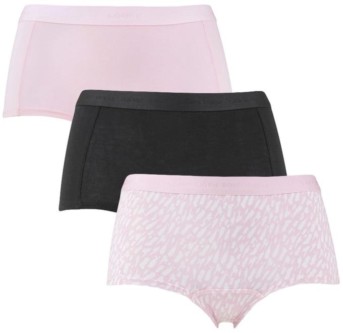 Björn Borg dames premium cotton stretch 3P mini boxershorts basic print roze & blauw