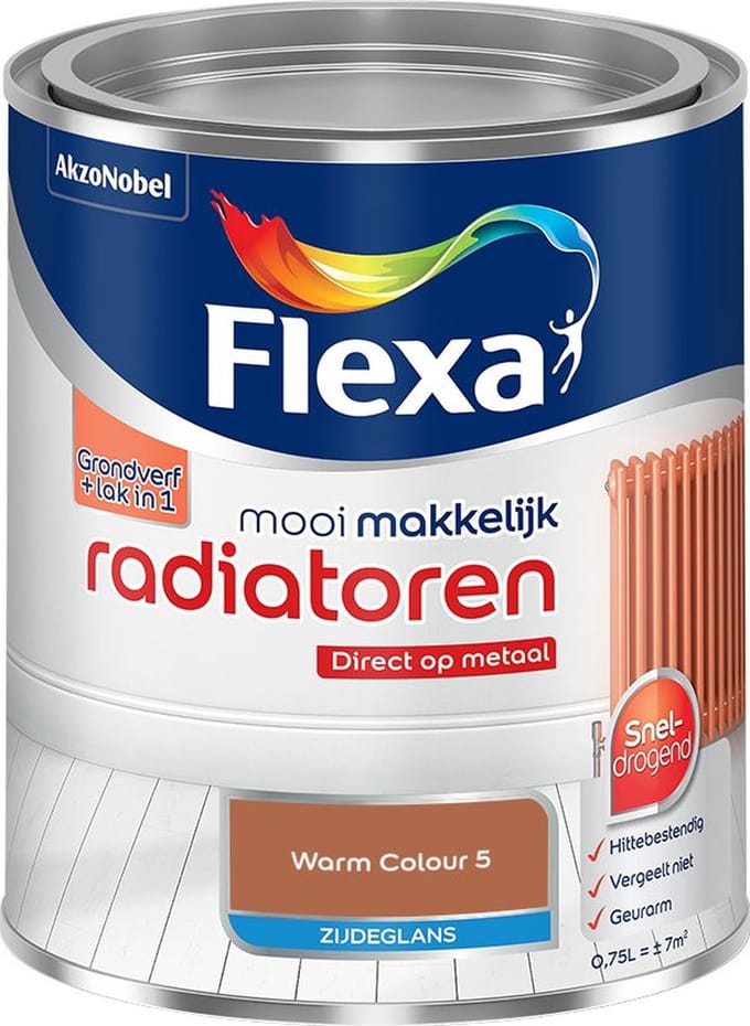 Flexa - Mooi Makkelijk Radiatoren Zijdeglans - Warm Colour 5 - Mengverf - 750 Ml