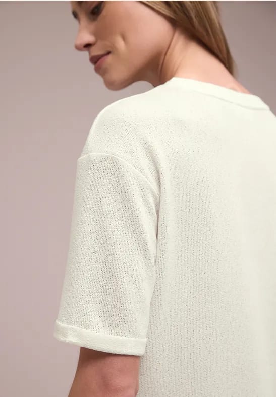 Shirt met ronde hals in gebreide look