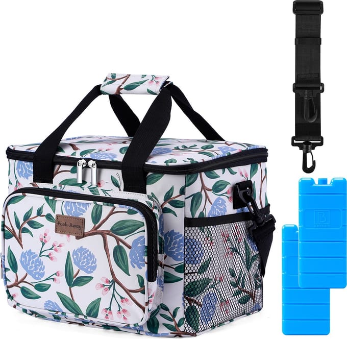 Packaway 4 Laags Geïsoleerde Koeltas - Lunchtas 15 liter - White Flower