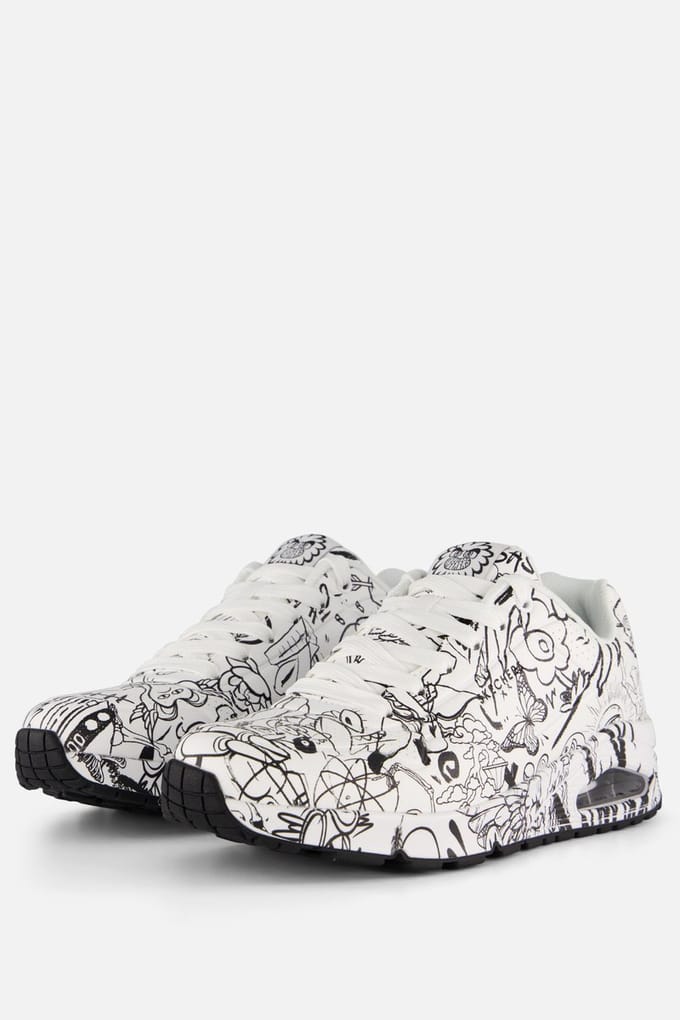 Skechers Uno - Process Sketch, Heren witte Sneakers 48,5 wit