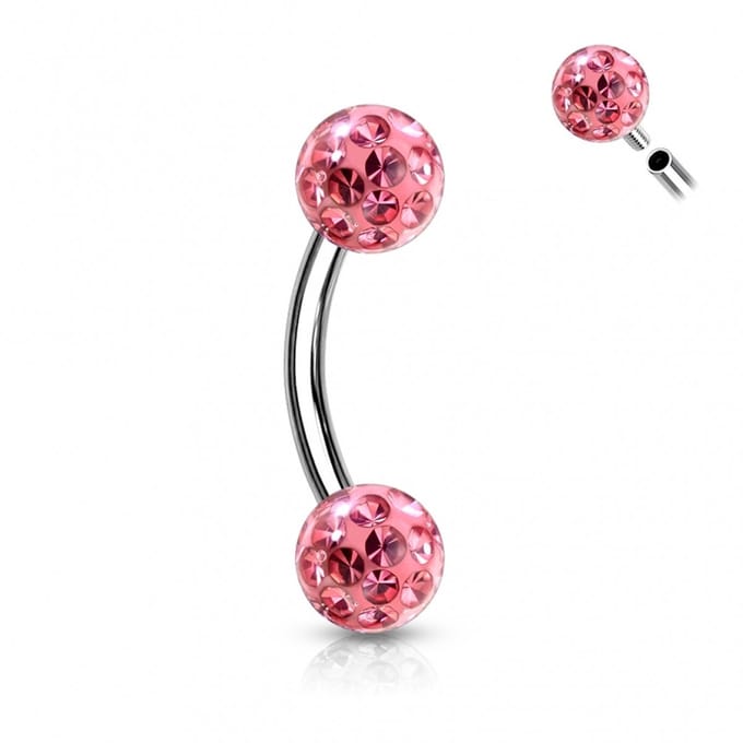 Piercing curved ferido 1.2x8x4 - zilver roze - LMPiercings