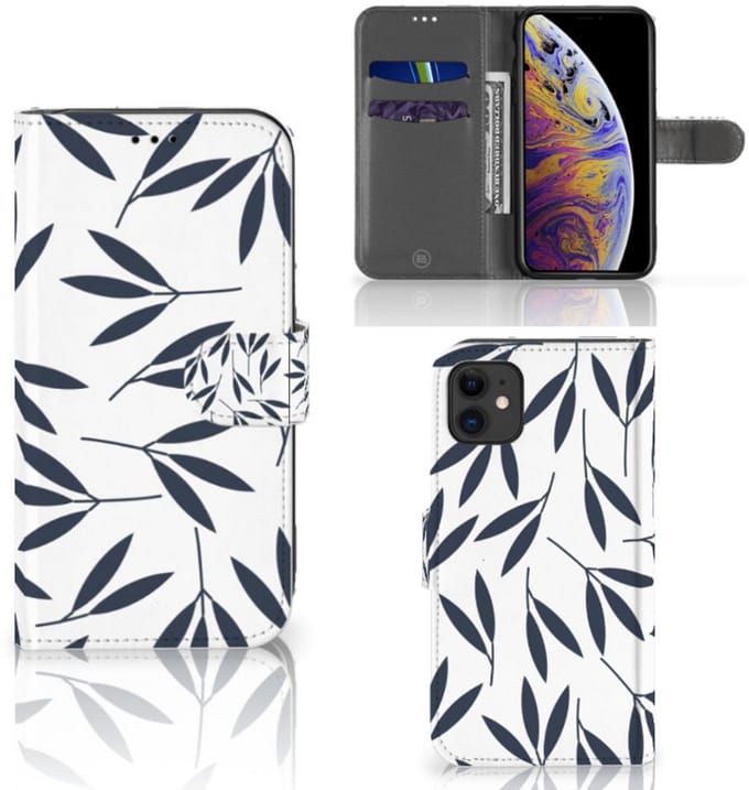 Apple iPhone 11 Hoesje Leaves Blue