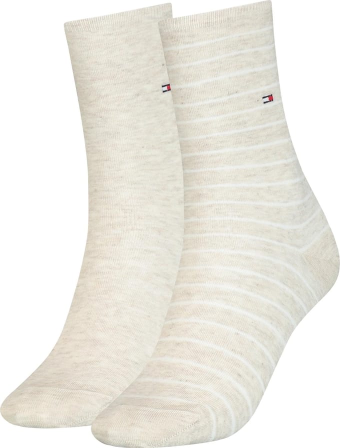 Tommy Hilfiger dames sokken 2-pack small stripe – Light beige – 35-38