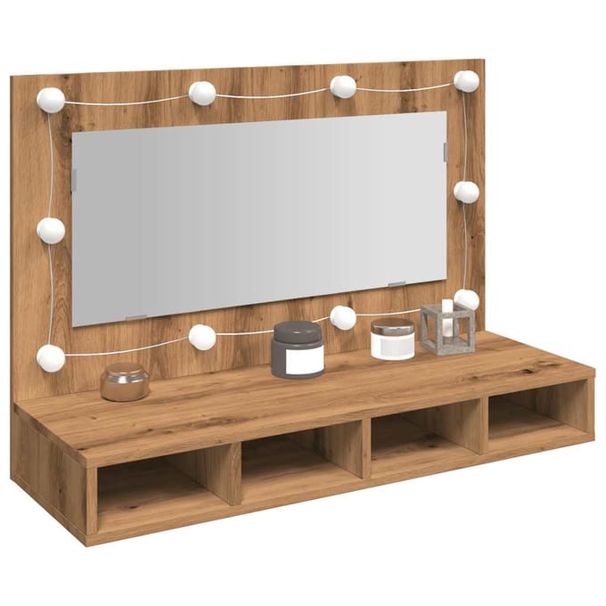 vidaXL - Spiegelkast - met - LED - Artisan - Eiken - 90x31,5x62 - cm