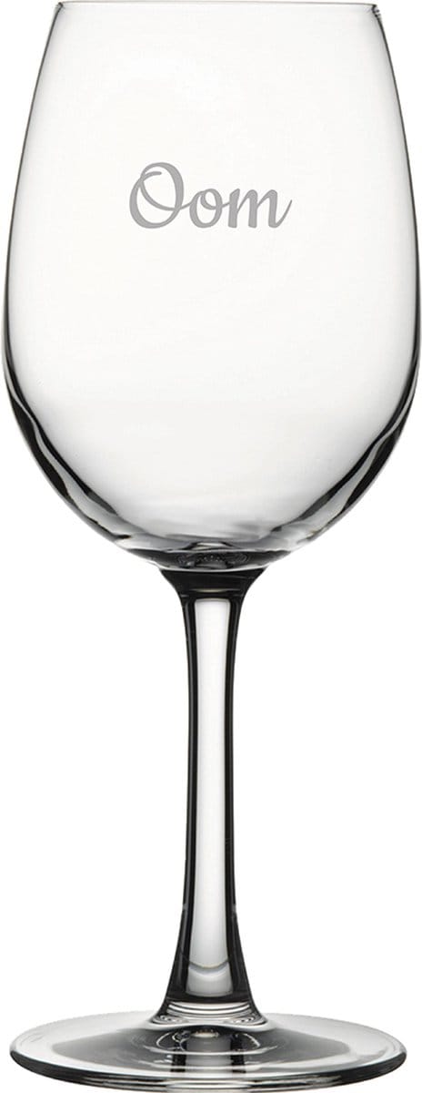 Gegraveerde witte wijnglas 36cl Oom