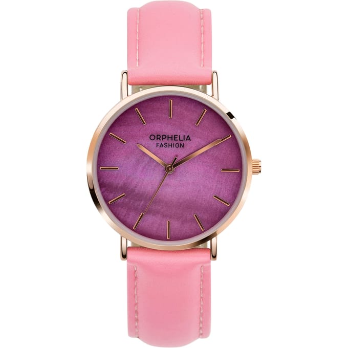 Orphelia Perla OF711808 Horloge - Leer - Roze - Ø 36 mm