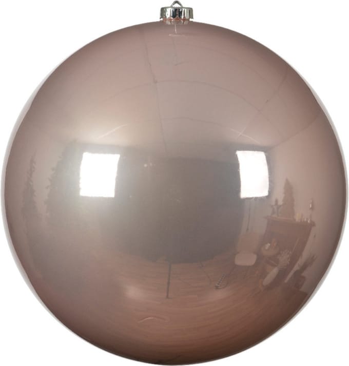 Decoris Kerstbal - lichtroze - groot - 25 cm - kunststof - glans - kerstversiering