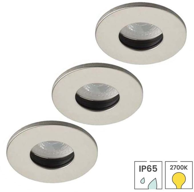 Lybardo - Inbouwspots buiten 3-pack - RVS + Philips LED Spot 3.5W - Warmwit Licht