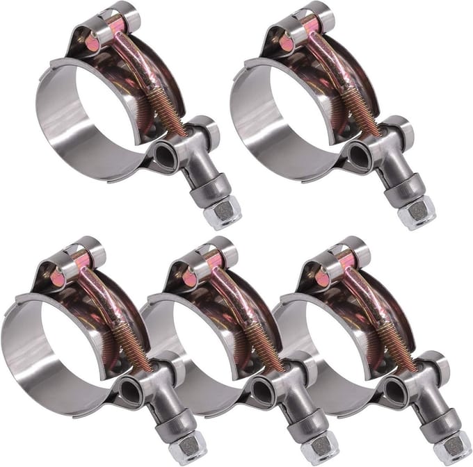 Set van 5 RVS T-Bolt Slangklemmen voor Turbo Inlaat en Intercooler - 32-37mm Diameter