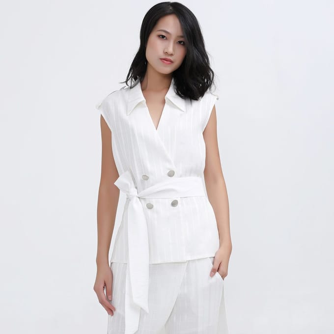 Lang Bi-Materiaal Tailored Gilet