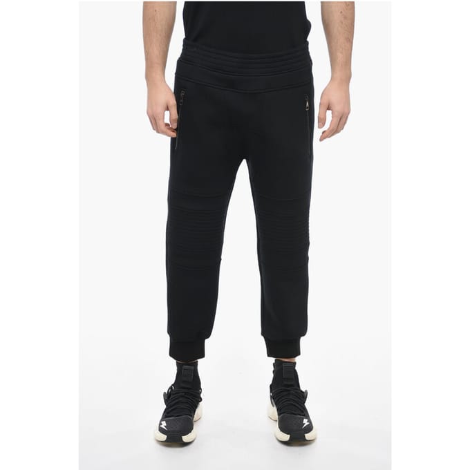 Skinny neopreen bikerbroek met lage taille in zwart