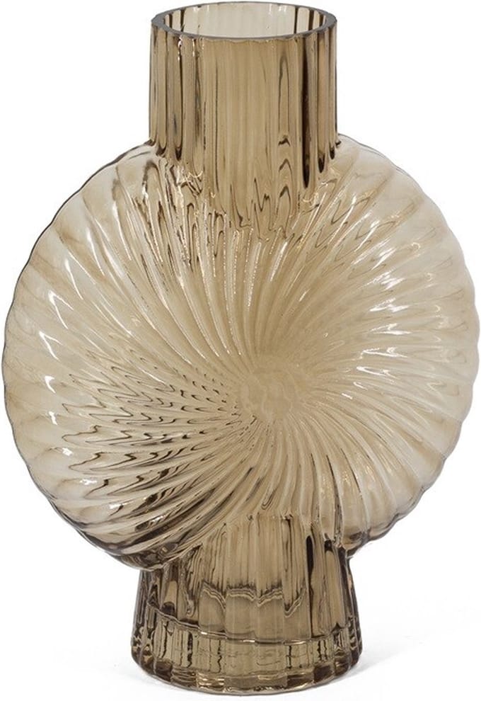 HomeBound by KY | Glazen vaas schelp roest | 16x8x20cm | bloemenvaas schelpvorm