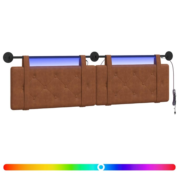 vidaXL - Hangend - hoofdbord - Bruin - Antiek - PU