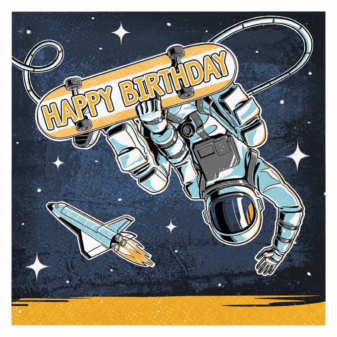 Haza astronaut servetten ruimtefeestje 16 stuks papier 33x33 cm.