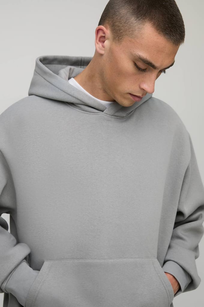Essential Oversized Boxy Hoodie | Grey | Size Small