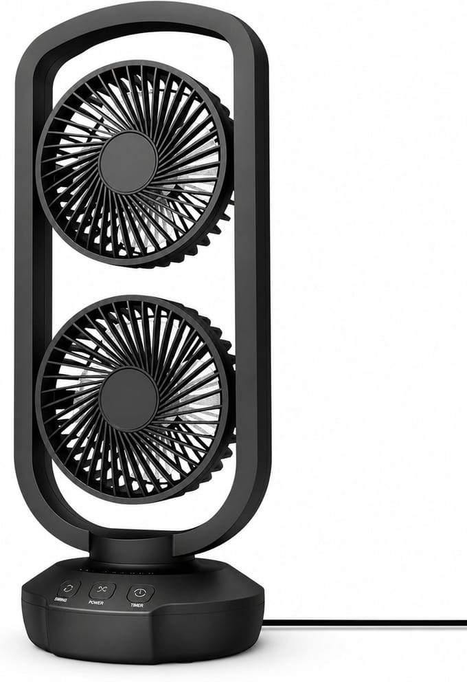 Tafelventilator 40 cm – 105° Oscillatie – 3 Modi – Timer – USB-C Aansluiting – Draagbaar – Zwart