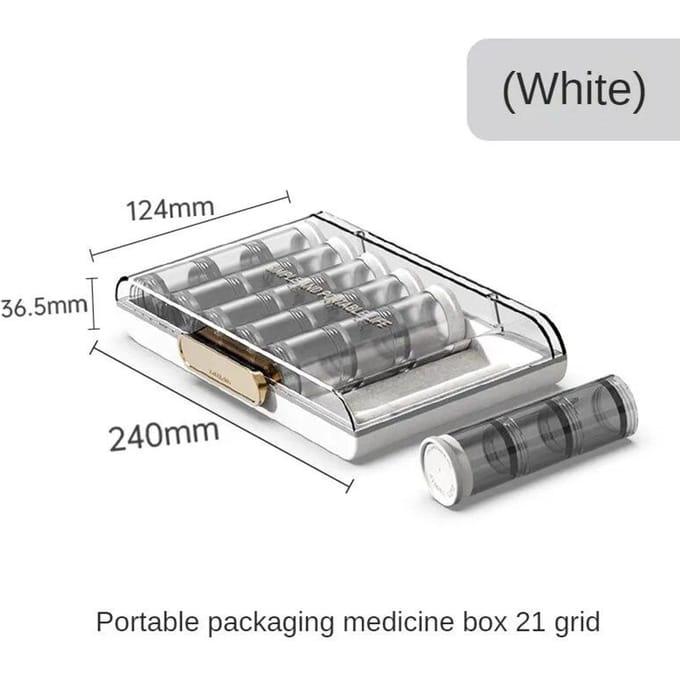 Portable 7 jours sur 7, 3 repas par jour, mini boîte à pilules, boîte distributrice de médicaments portable blanc