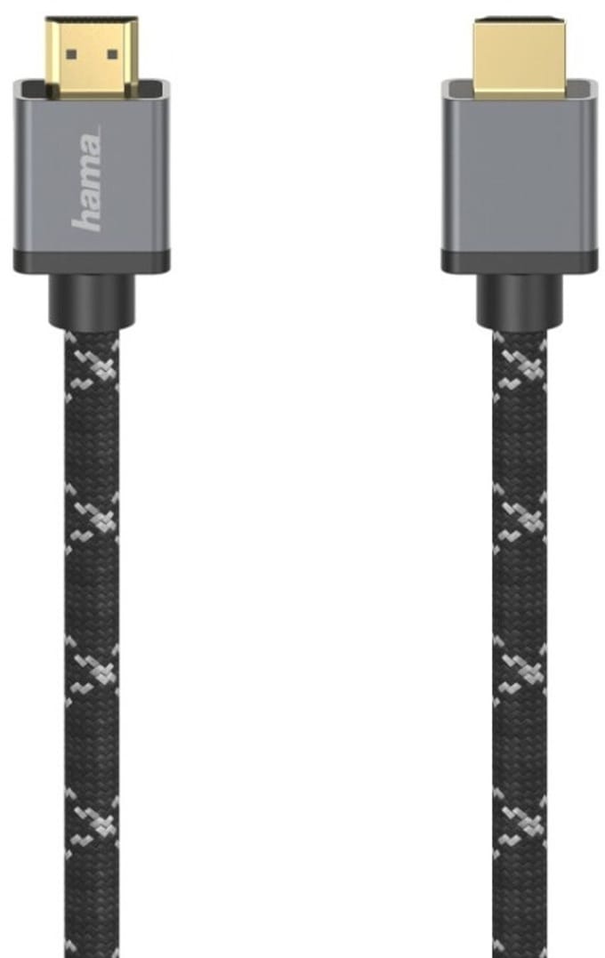 Hama 00205239 HDMI-kabel HDMI Kabel HDMI-A-stekker 2 m Zwart, Grijs Vergulde steekcontacten