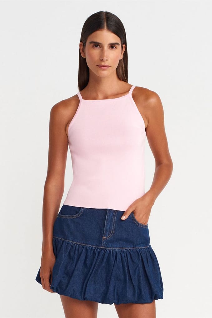 Slim Fit Halter Gebreide Blouse met Strikdetail