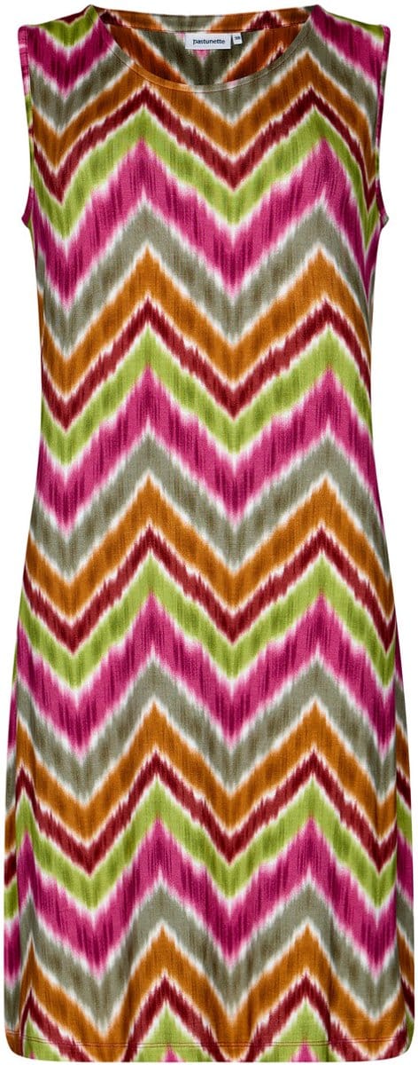 Pastunette Jurk Watercolor Chevron - Viscose - Mouwloos - Maat 50
