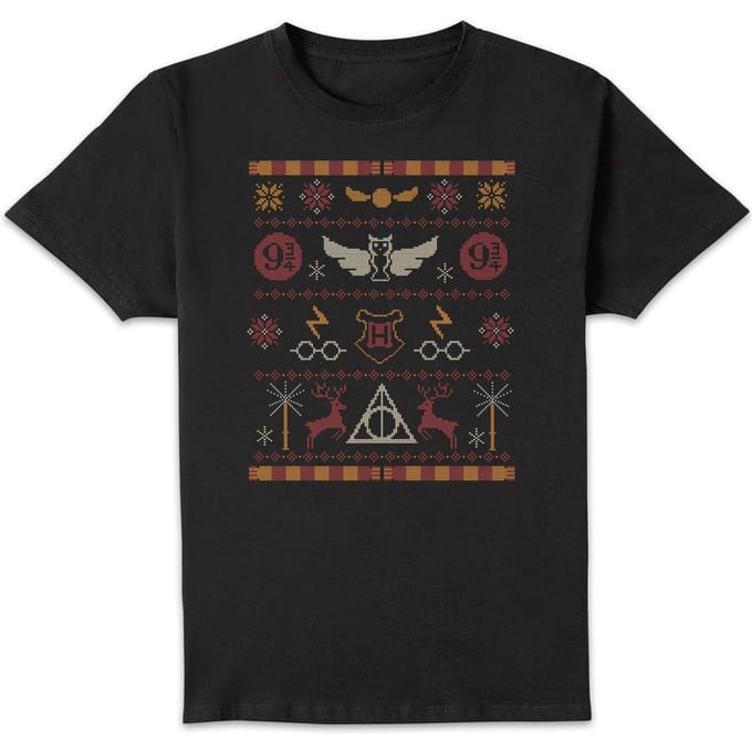 Harry Potter Knit kerst t-shirt - Zwart - M