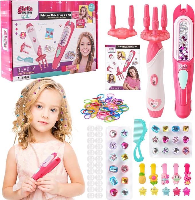 Haarvlechtmachine Set - DIY Vlecht Hulp - Creatief Spelen - Met Haarparels - 6 x 3 x 10 cm - Meerkleurig
