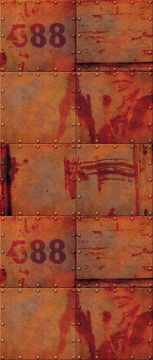 Fotobehang Metal Wall Texture Rust Orange | DEUR - 211cm x 90cm | 130g/m2 Vlies