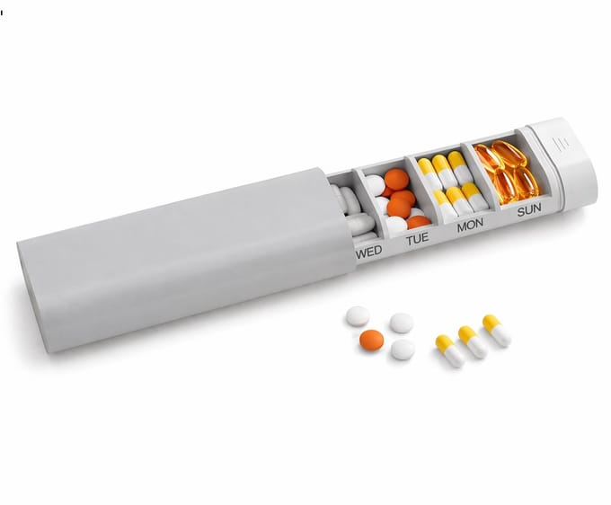 Pillendoos 7 Dagen – Compacte Reis Organizer – BPA-vrij – Draagbare Medicijnbox – Weekbox Medicatie – Grijs