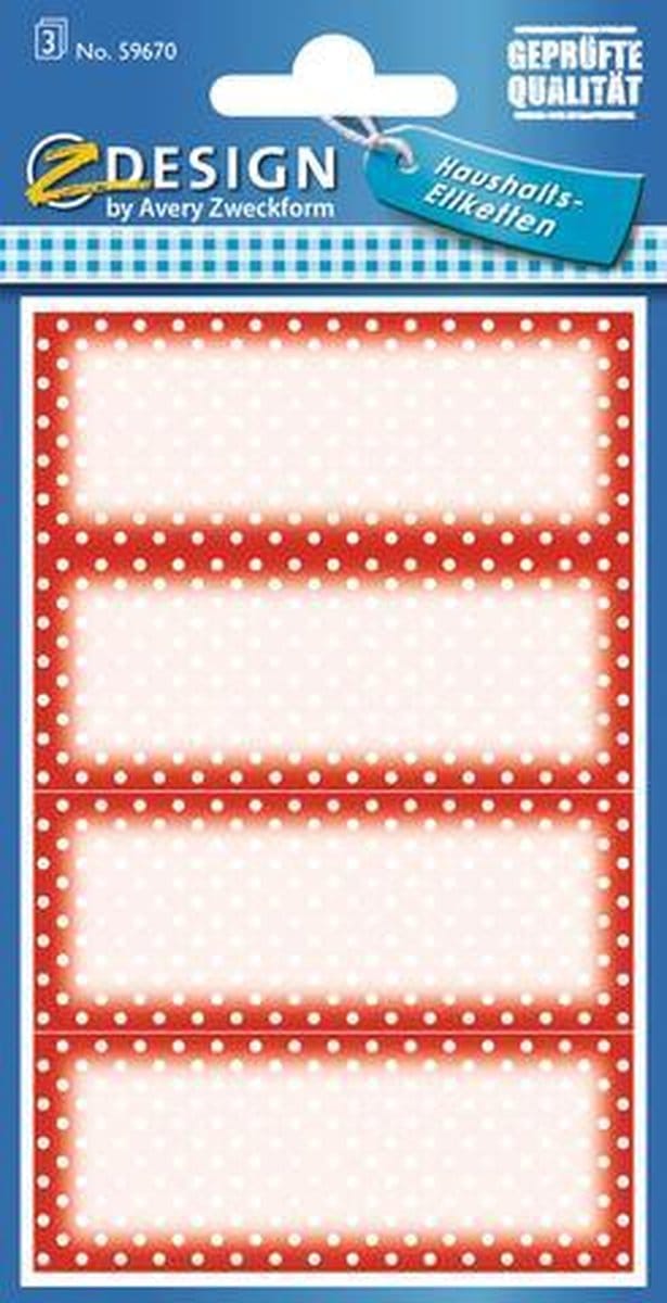 Avery Huishoudetiket Z-design 35 X 70 Mm Papier Rood 12 Stuks