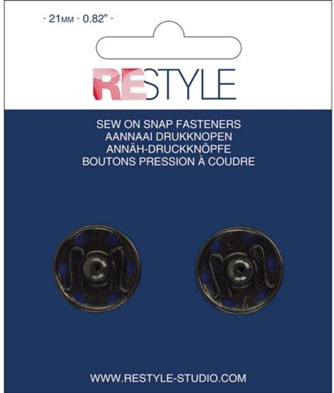Aannaaidrukknopen 21mm zwart per 2 stuks