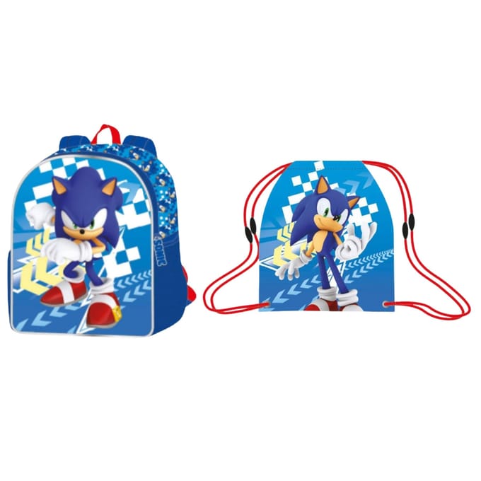 Sonic tassenset; rugzak en gymtas