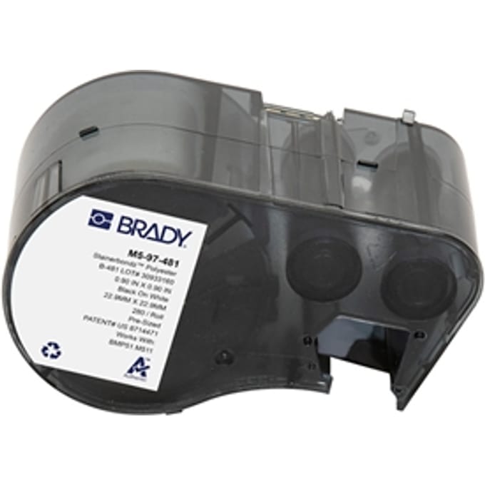 Brady M5-97-481 polyester labels zwart op wit | 22,86 mm x 22,86 mm (origineel)