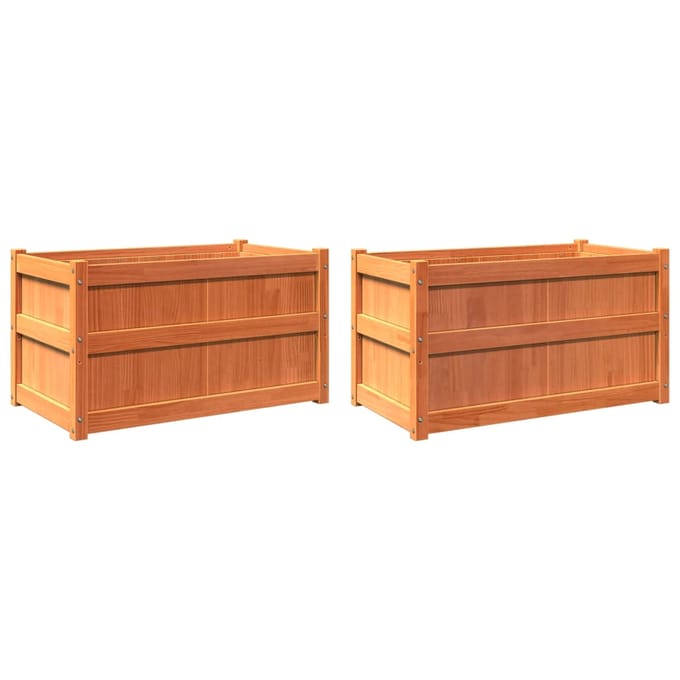 vidaXL - Plantenbakken - 2 - st - cm - massief - grenenhout - wasbruin