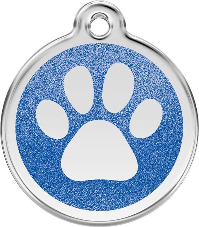 Red Dingo Hondenpenning 20 mm pootje glitter donkerblauw