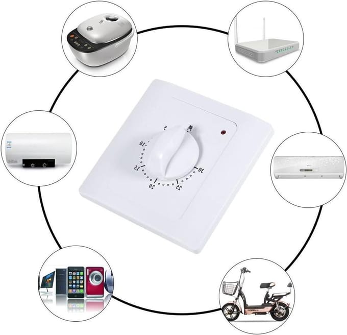 ByShane - Timer stopcontact voor elektrische countdown timer schakelaar - 30 minuten mechanische timer instelbaar met digitaal display