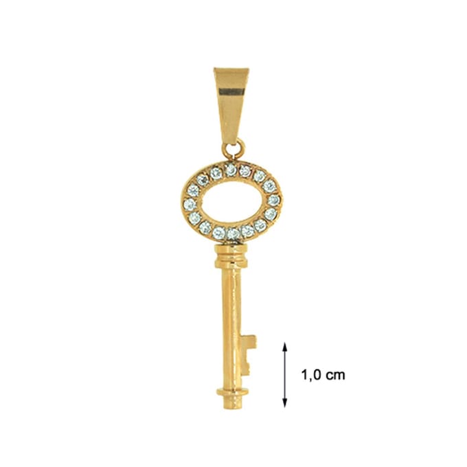Blinx Jewels Stalen Hanger Sleutel Steentjes Zirkonia
