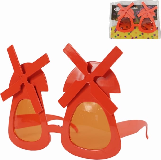 Oranje bril Hollandse Molen 17 cm set 3 stuks