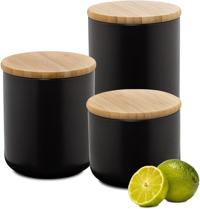 Dailygoods- Voorraaddozen 3 x Keramisch - Beschrijfbaar
